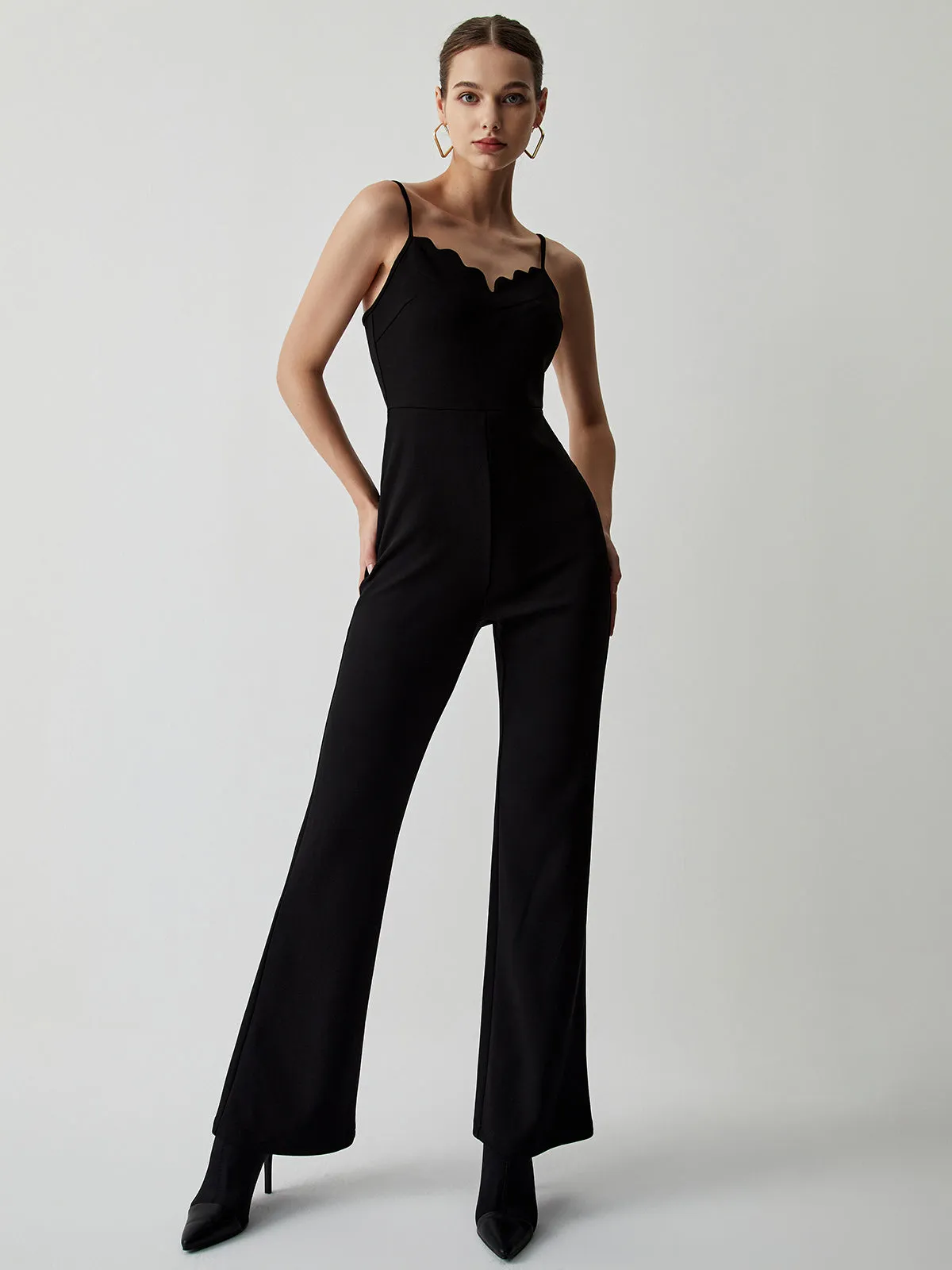 Wave Trim Adjustabe Strap Zip Up Jumpsuit sold by COMMENSE product image thumbnail 2