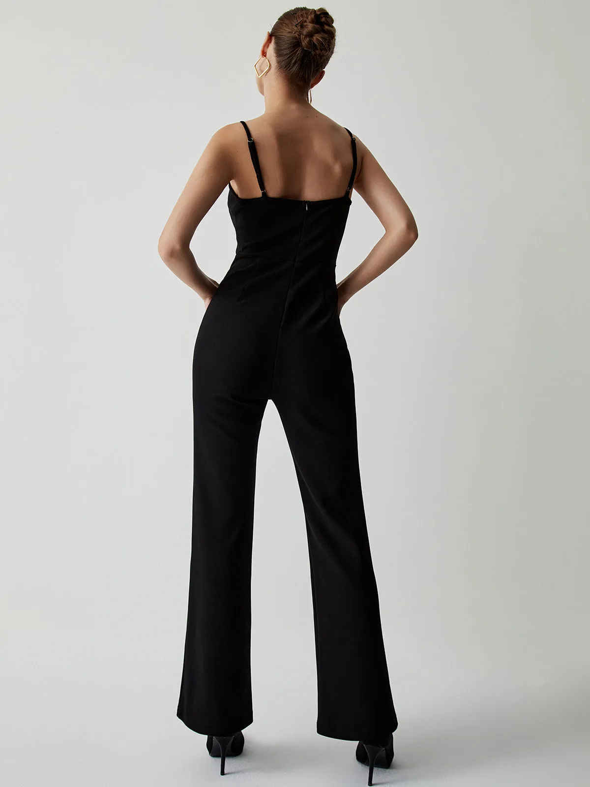 Wave Trim Adjustabe Strap Zip Up Jumpsuit sold by COMMENSE product image thumbnail 4