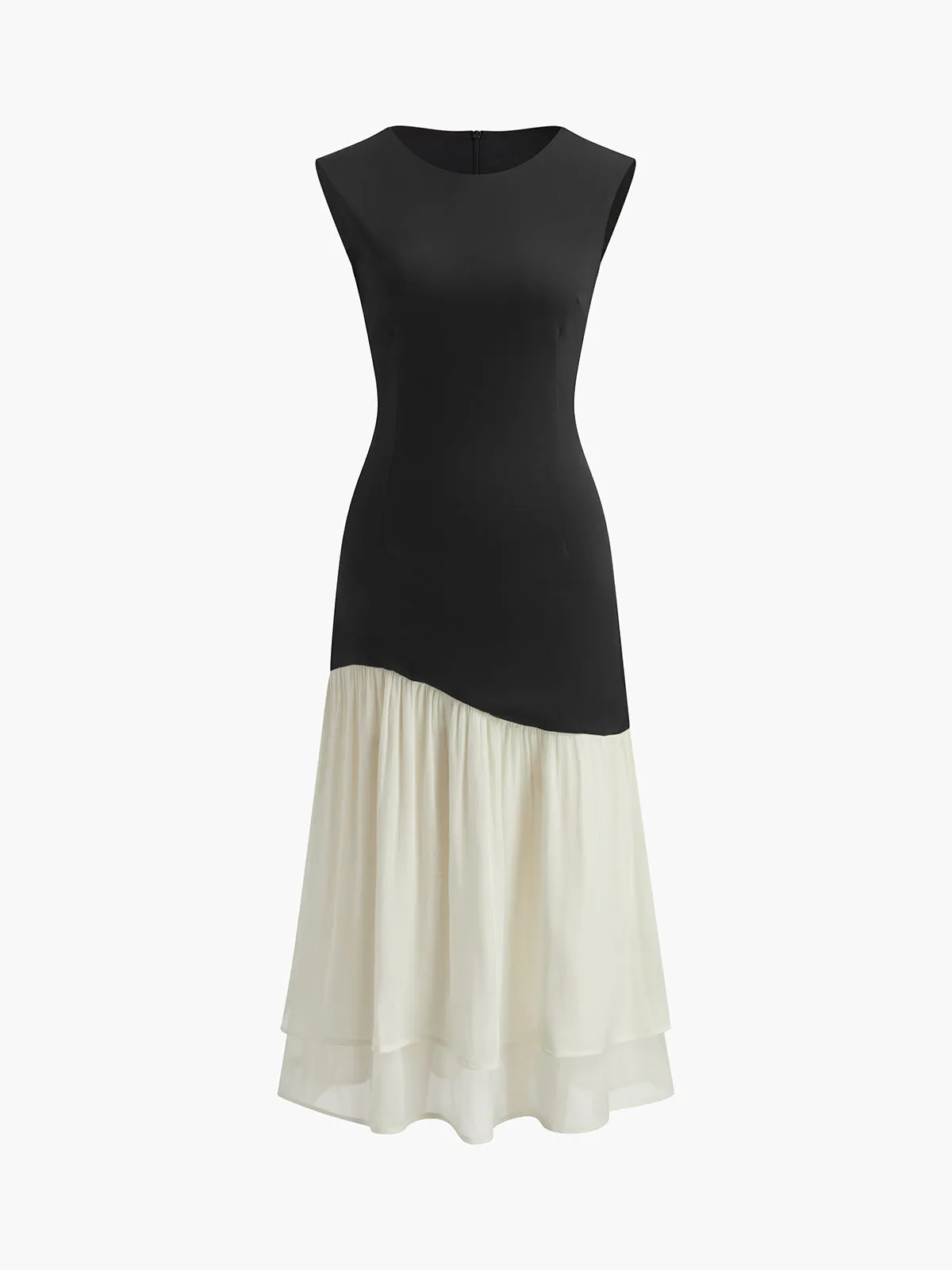 Two Tone Pleated Midi Dress sold by COMMENSE