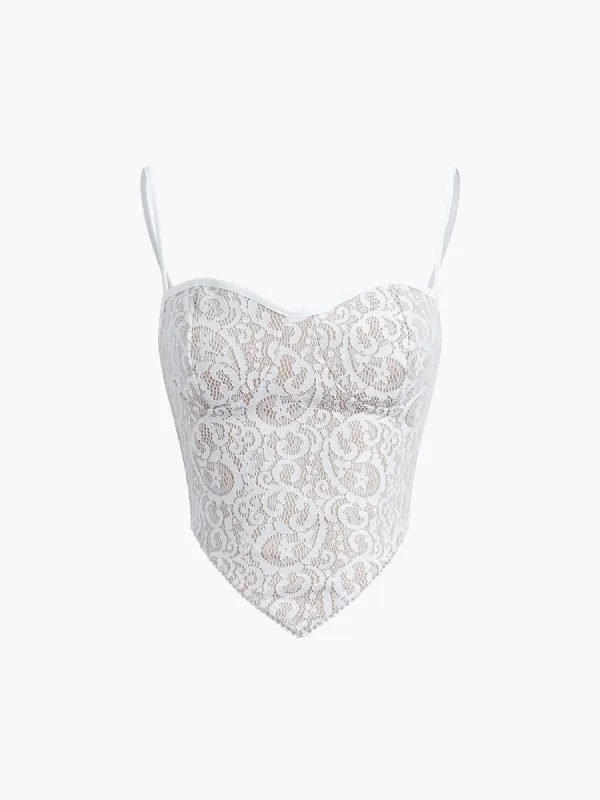 Lace Tied Jacquard Open Back Crop Top sold by COMMENSE