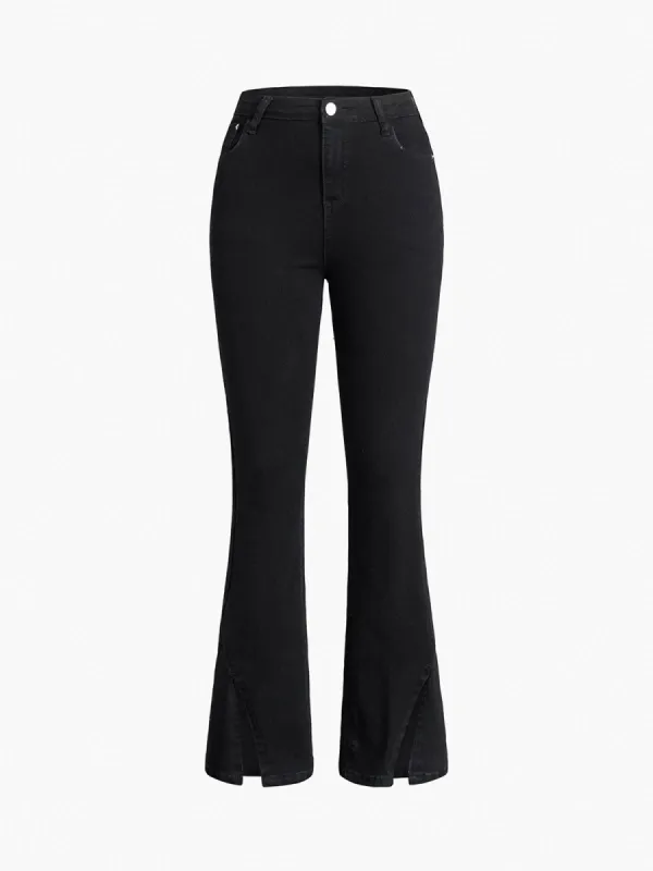 Black Denim Flare Jeans sold by COMMENSE