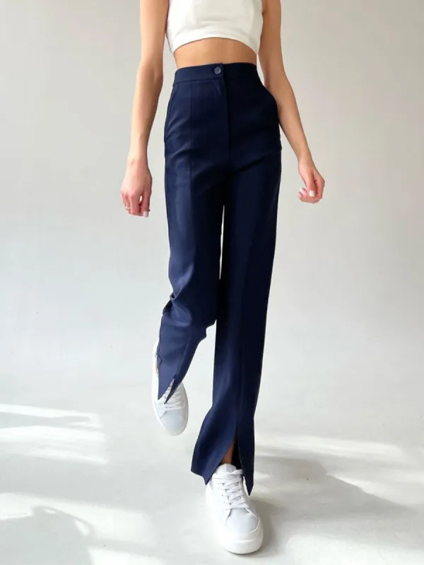 Fitted Straight Leg Slit Pants sold by COMMENSE