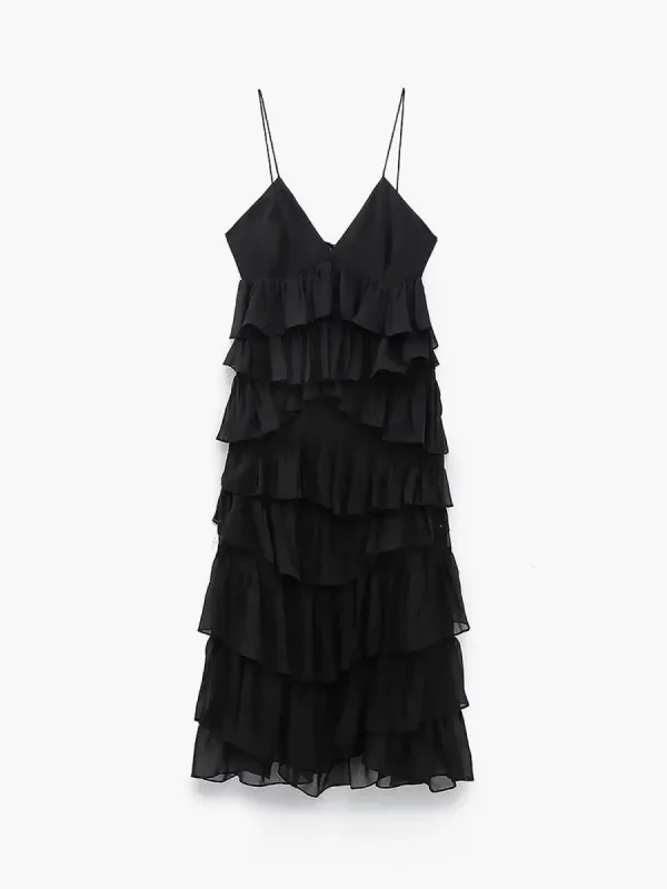 Ruffle Layered Midi Dress sold by COMMENSE