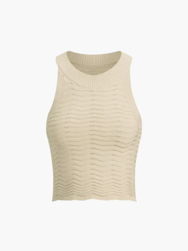 Wavy Rib Crop Tank Top sold by COMMENSE