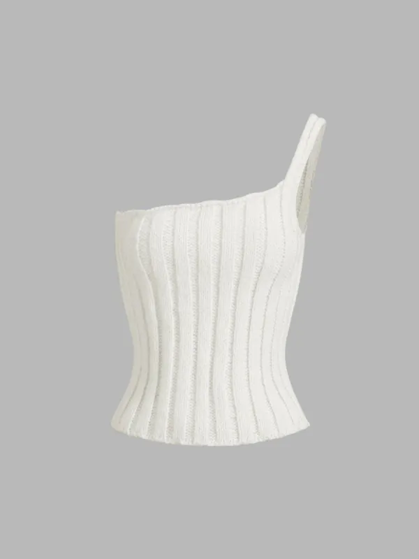One Strap Rib Knit Top sold by COMMENSE