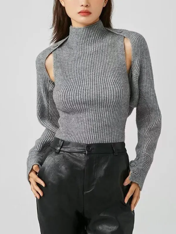 Rib Bolero Two Piece Sweater Set sold by COMMENSE