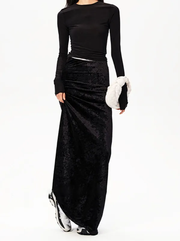 Velvet Maxi Skirt sold by COMMENSE