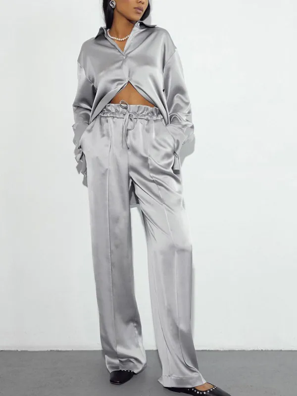 Isle Vibe Satin Wide Leg Pants sold by COMMENSE