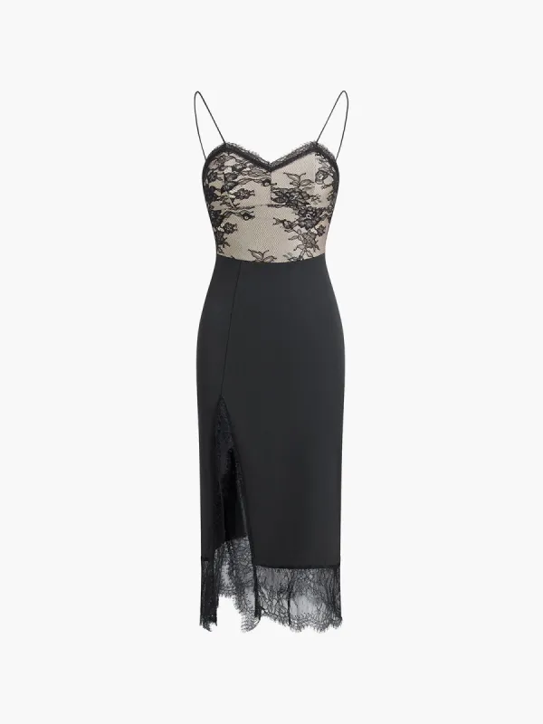 Floralia Lace Mesh Midi Dress sold by COMMENSE