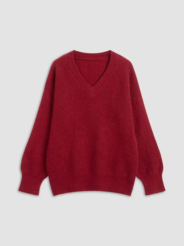 Poinsettia V-Neck Sweater sold by COMMENSE