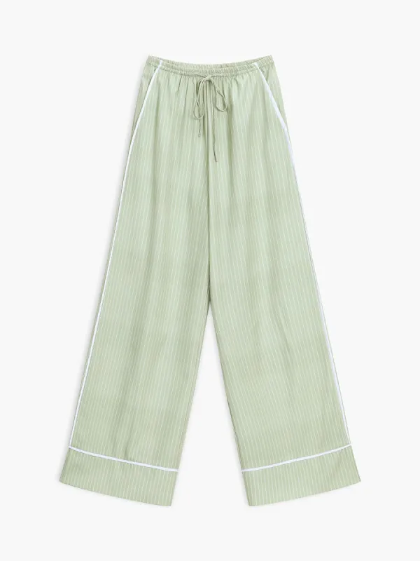 Greeness Pinstripe Wide Leg Pants sold by COMMENSE