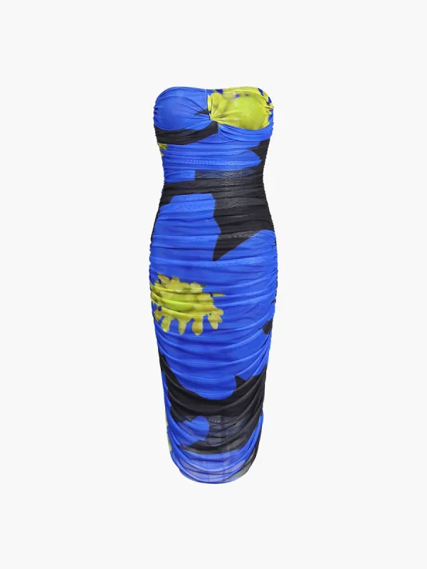 Azure Mesh Twist Midi Tube Dress sold by COMMENSE