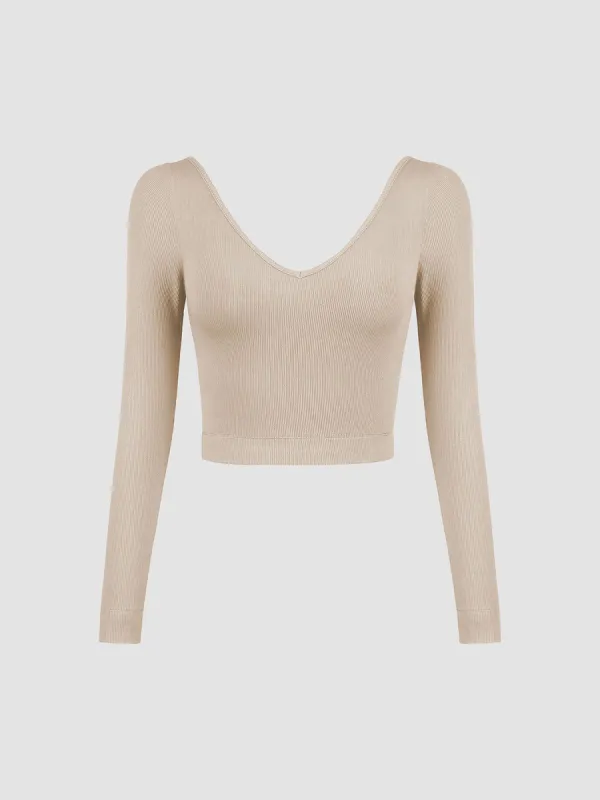 Solid V-Neck Long Sleeve Shirt sold by COMMENSE