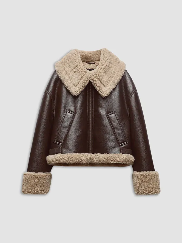 Madeleine Shearling Leather Flight Jacket sold by COMMENSE