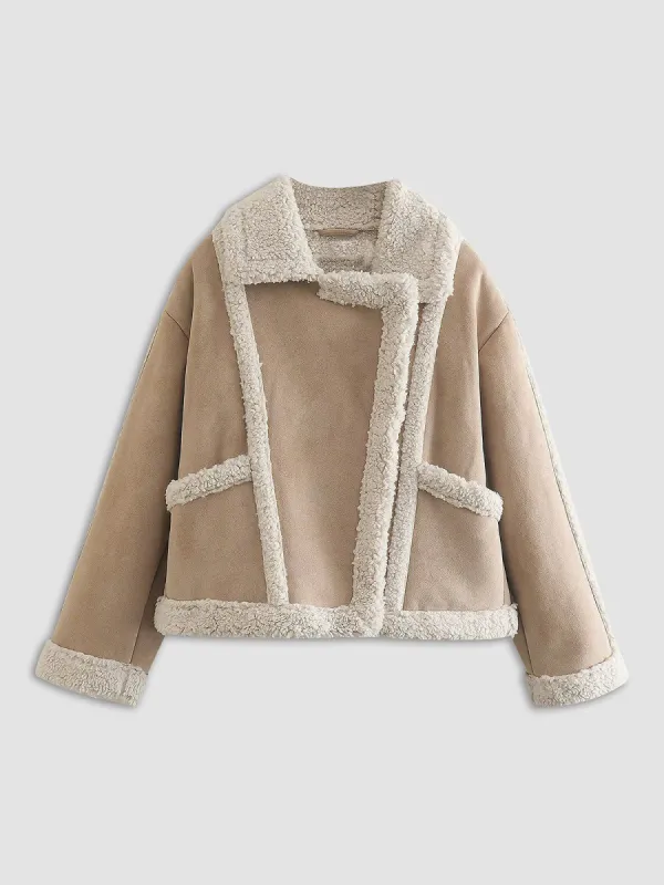 Essential Suede Shearling Collared Flight Jacket sold by COMMENSE