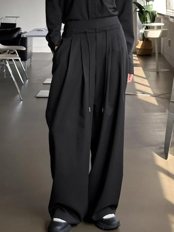 Effortless Drawstring Pleat Wide Leg Pants sold by COMMENSE