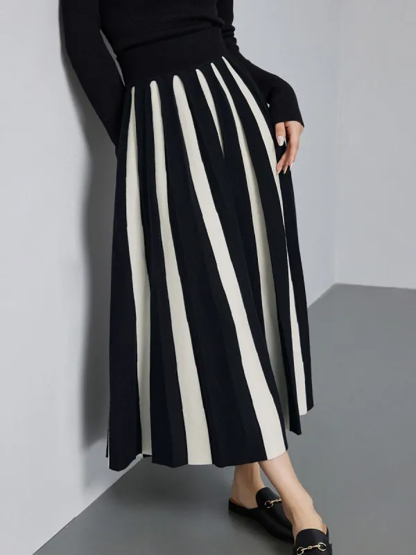 Oreo Stripe Maxi Knit Skirt sold by COMMENSE