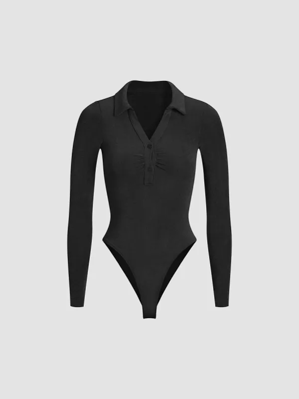 Solid Jersey Collared Bodysuit sold by COMMENSE