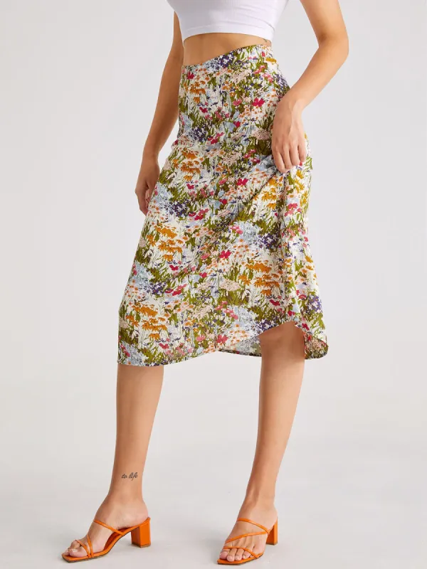 Bloom High Waisted Long Skirt sold by COMMENSE