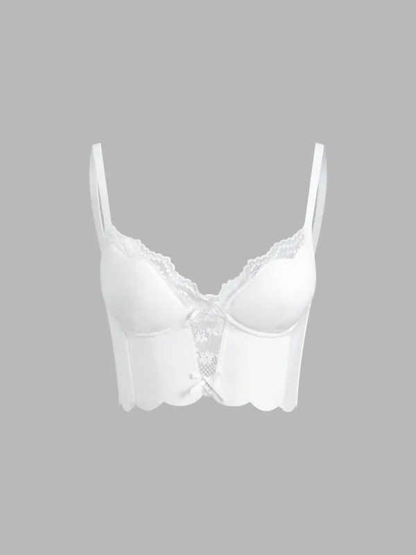 Lace Trim Crop Top sold by COMMENSE