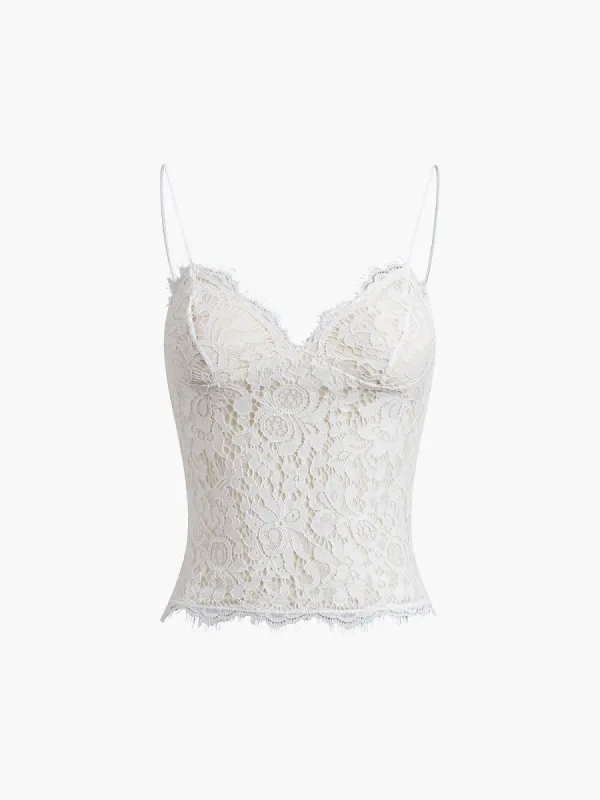 Floral Lace Zippered Top sold by COMMENSE