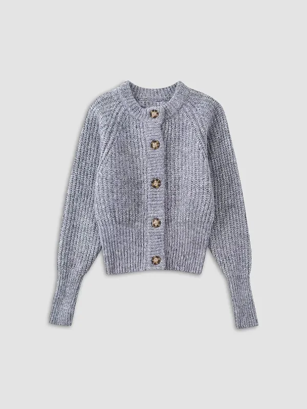 Amber Button V-Neck Cardigan sold by COMMENSE