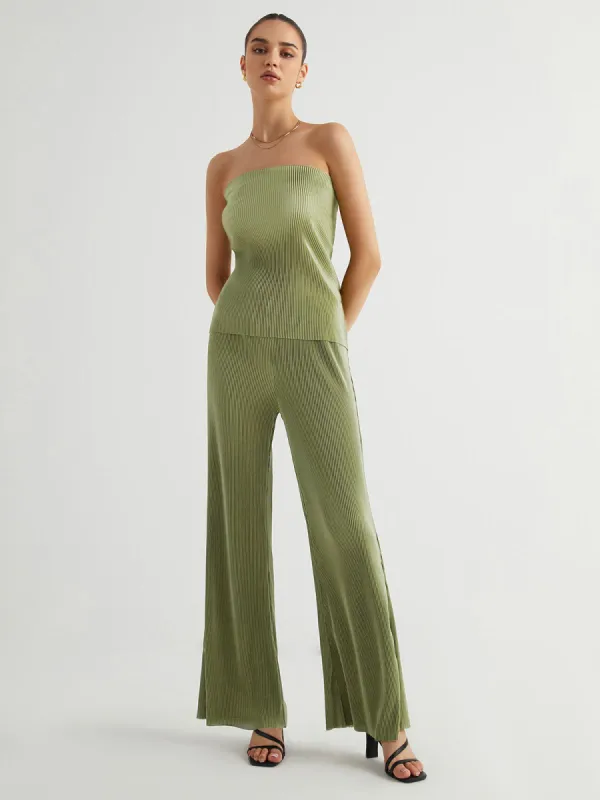 Palm Beach Pleat Two Piece Pants Set sold by COMMENSE