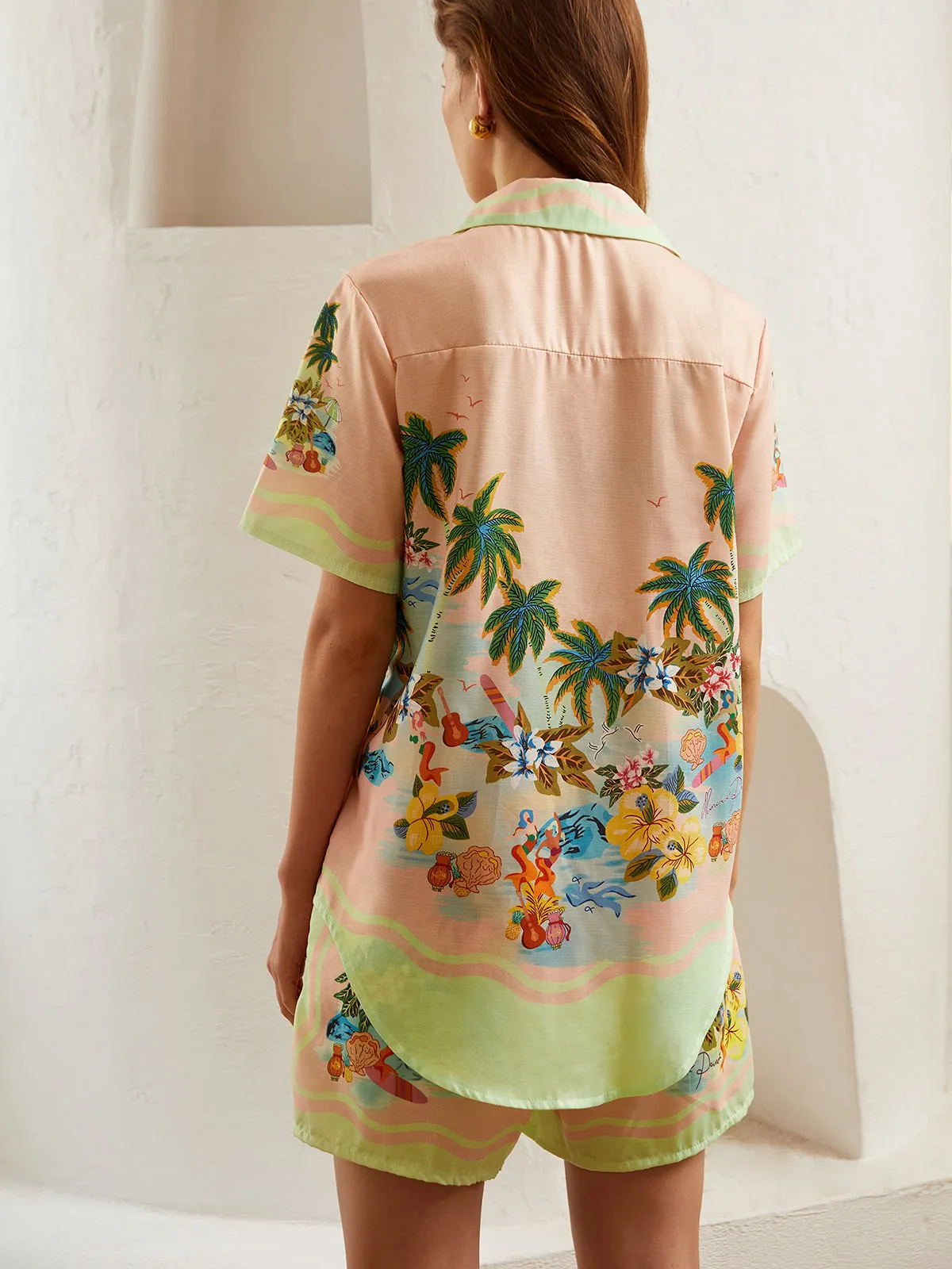 Print Short Sleeve Loose Shorts Set sold by COMMENSE product image thumbnail 3