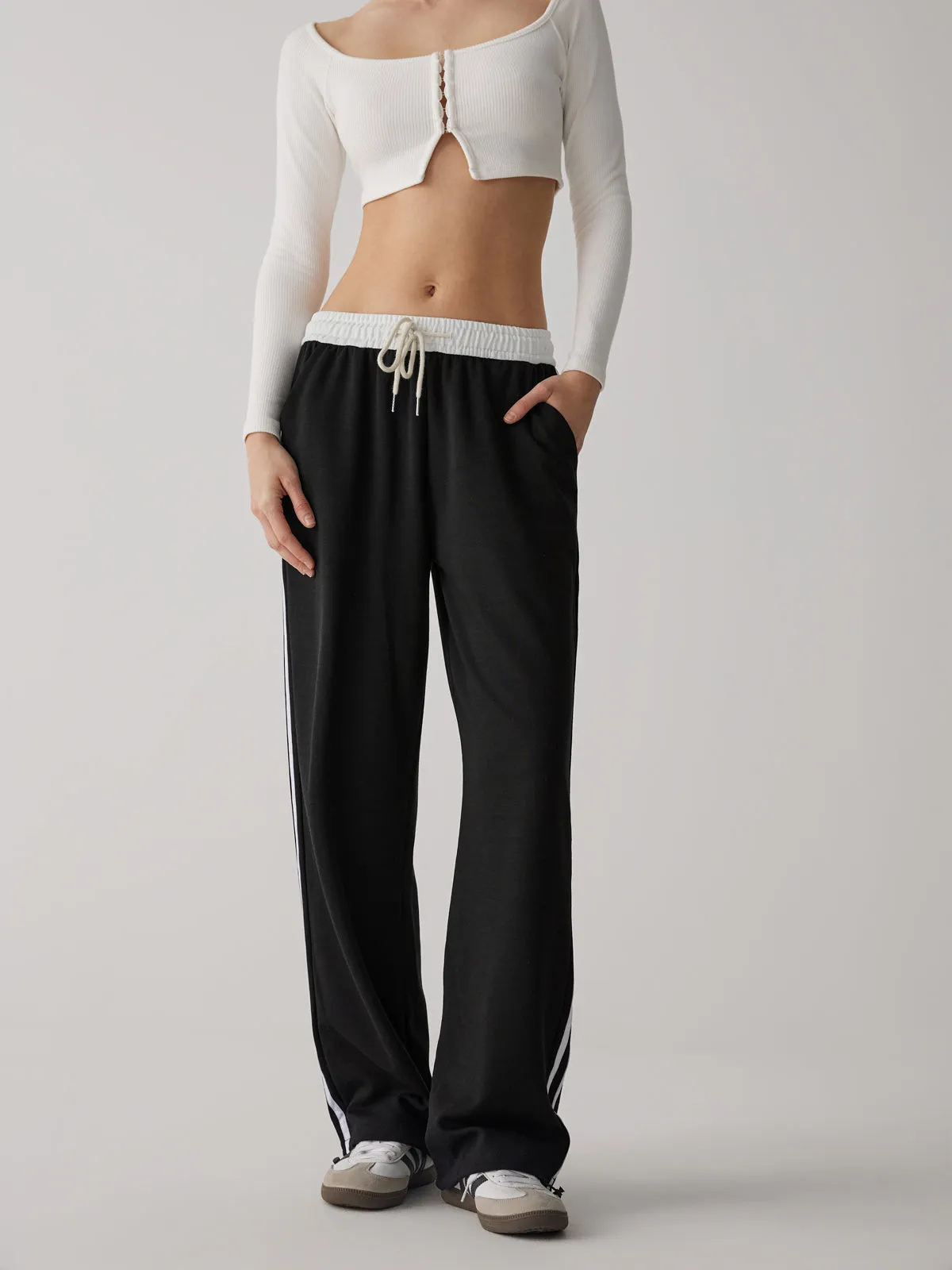 Contrast Waist Wide Leg Pants sold by COMMENSE product image thumbnail 2