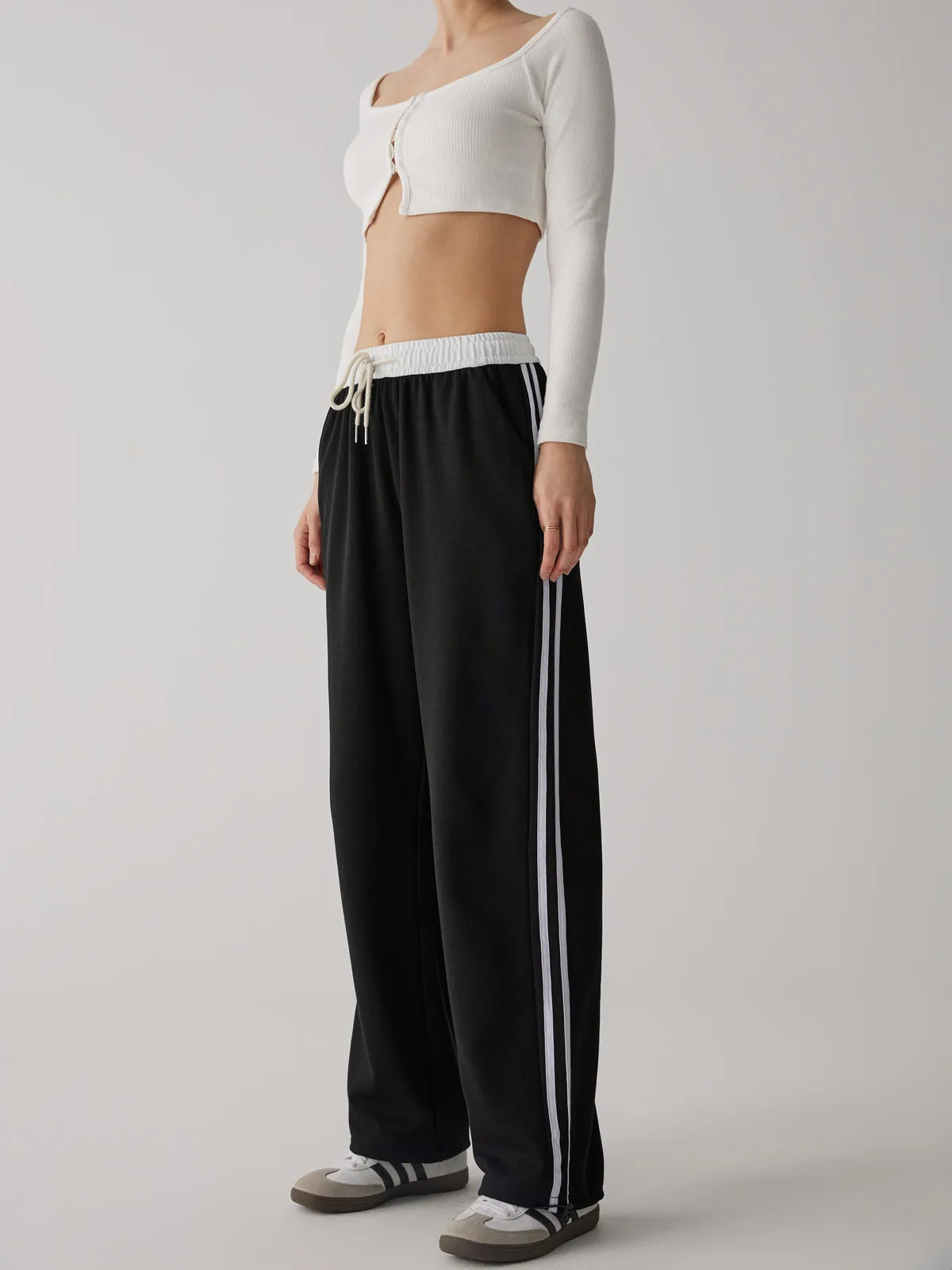 Contrast Waist Wide Leg Pants sold by COMMENSE product image thumbnail 3