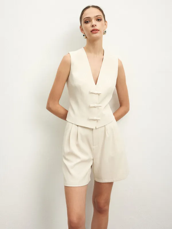 Knotted Sleeveless Shorts Set sold by COMMENSE