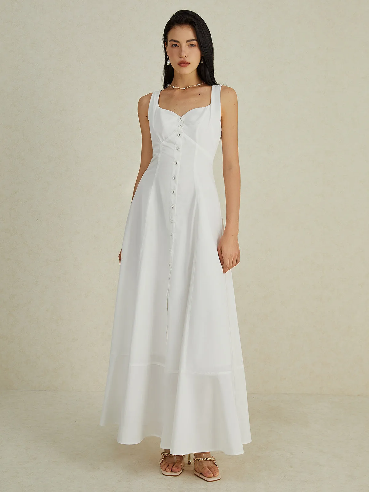 Button Up Double Layer Long Dress sold by COMMENSE product image thumbnail 3