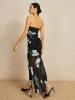 Floral Print Stretch Strapless Dress sold by COMMENSE