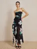 Floral Print Stretch Strapless Dress sold by COMMENSE