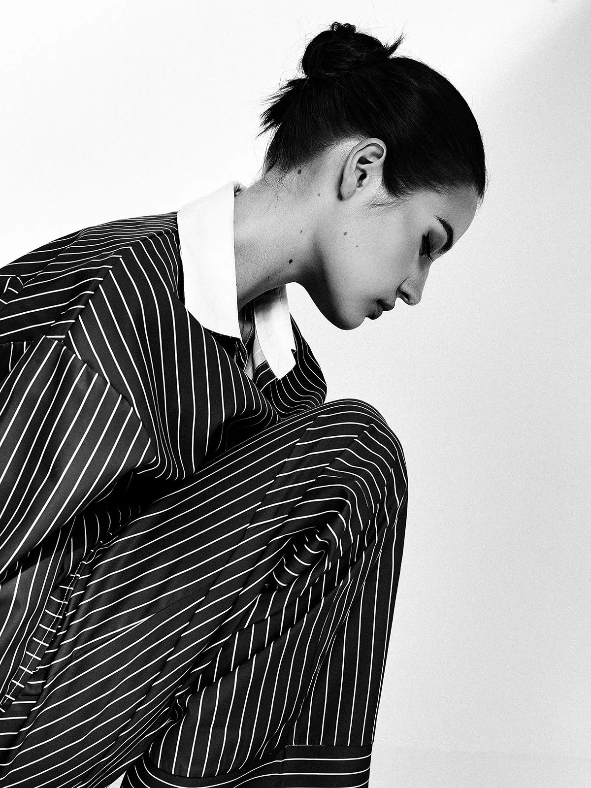 Pinstripe Contrast Lapel Pants Set sold by COMMENSE product image thumbnail 5