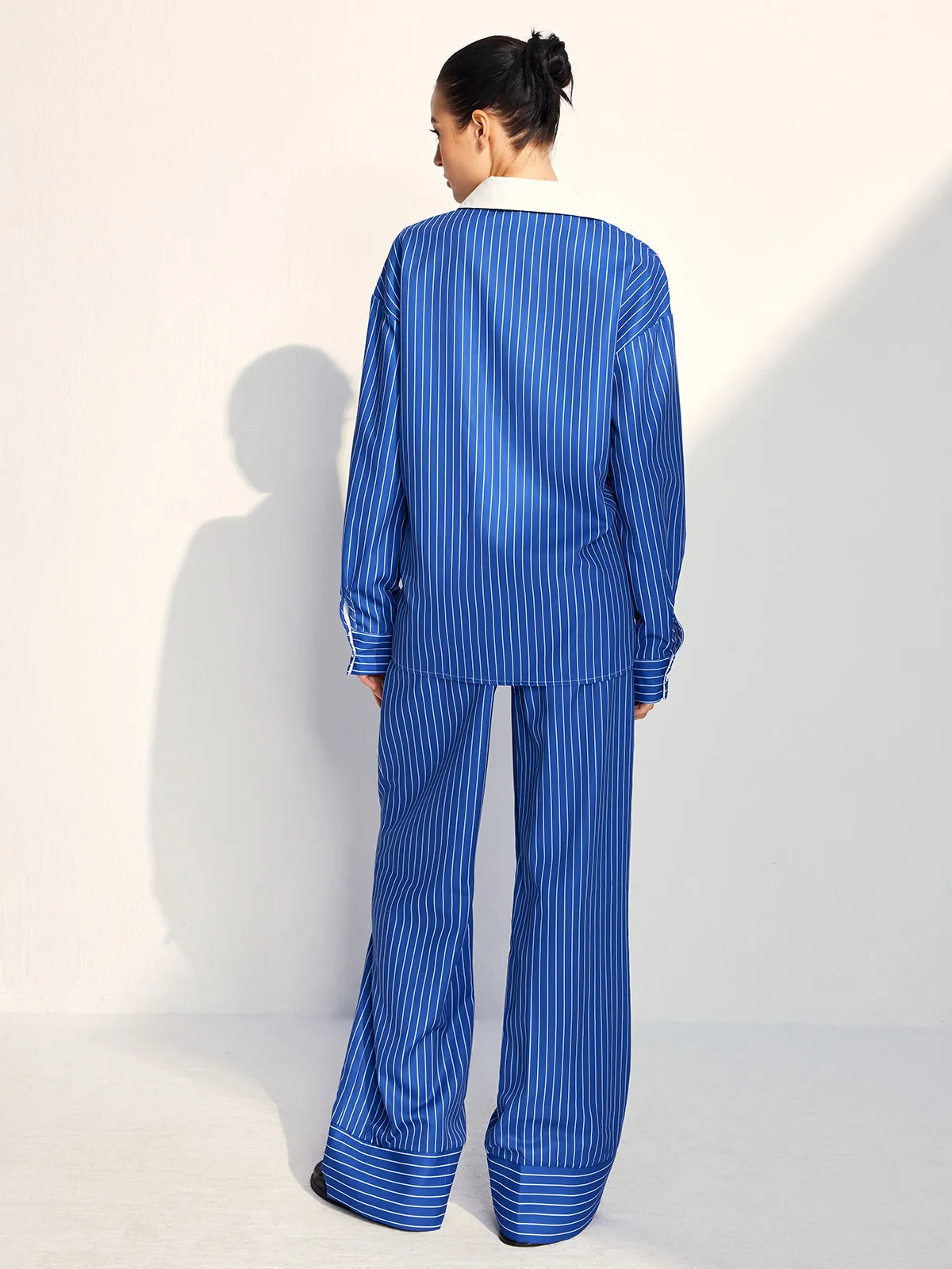 Pinstripe Contrast Lapel Pants Set sold by COMMENSE product image thumbnail 4
