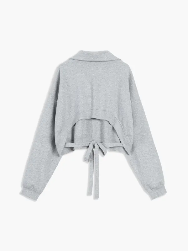 Zip Up Tie Back Sweatshirt sold by COMMENSE