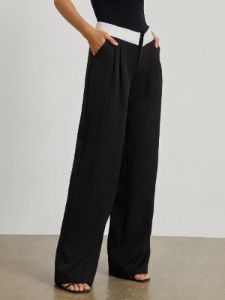 V Shape Contrast Waistband Wide Leg Pants sold by COMMENSE