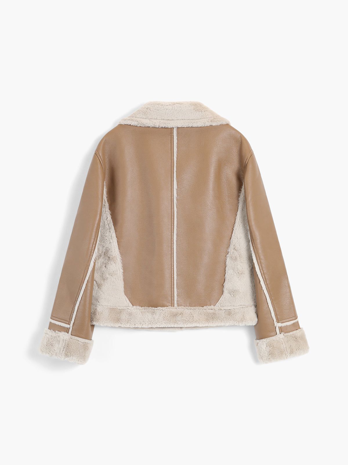 Sherpa Lined Shearling Leather Biker Jacket sold by COMMENSE product image thumbnail 5