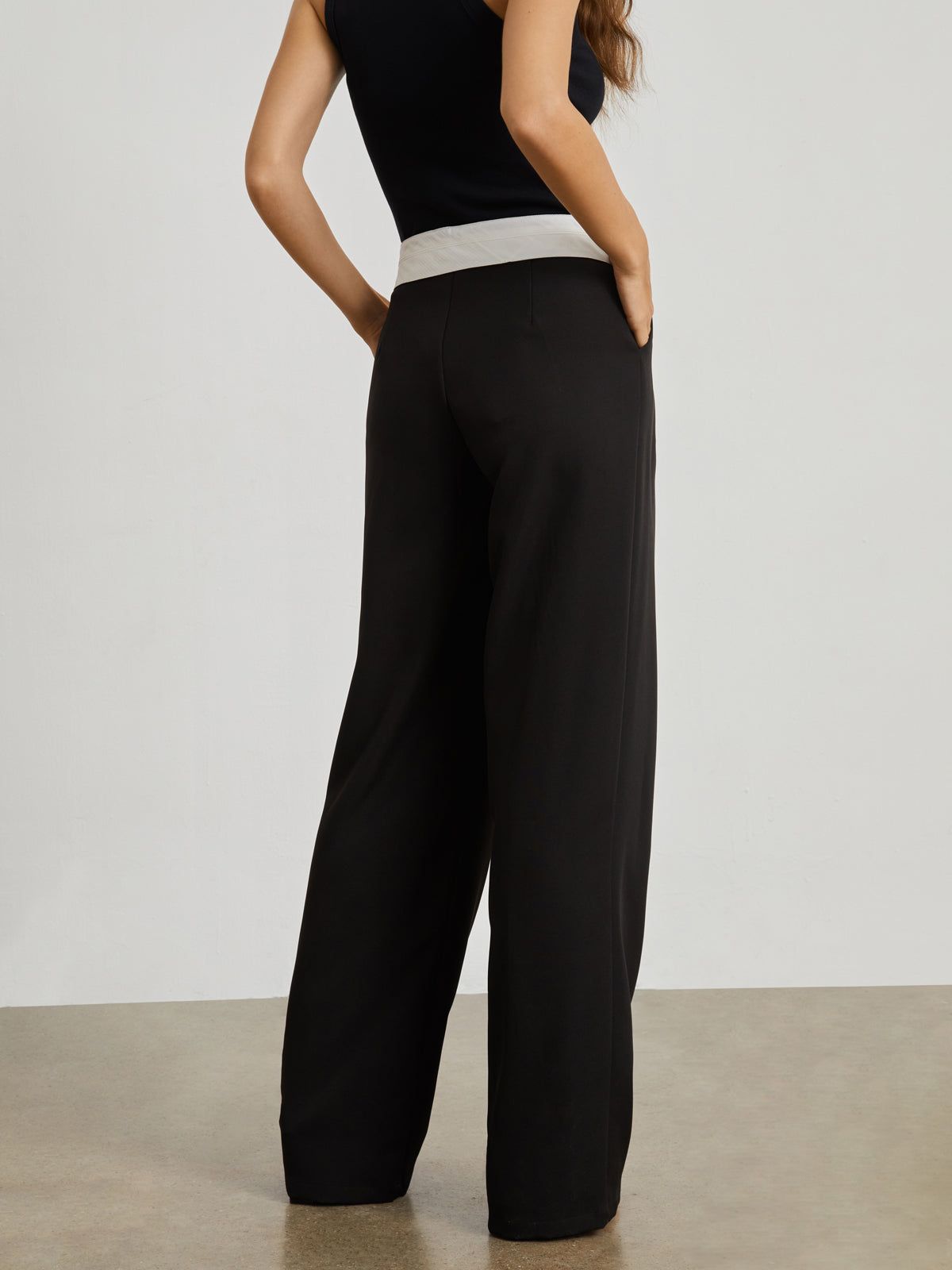 V Shape Contrast Waistband Wide Leg Pants sold by COMMENSE product image thumbnail 5