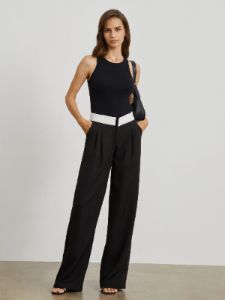 V Shape Contrast Waistband Wide Leg Pants sold by COMMENSE