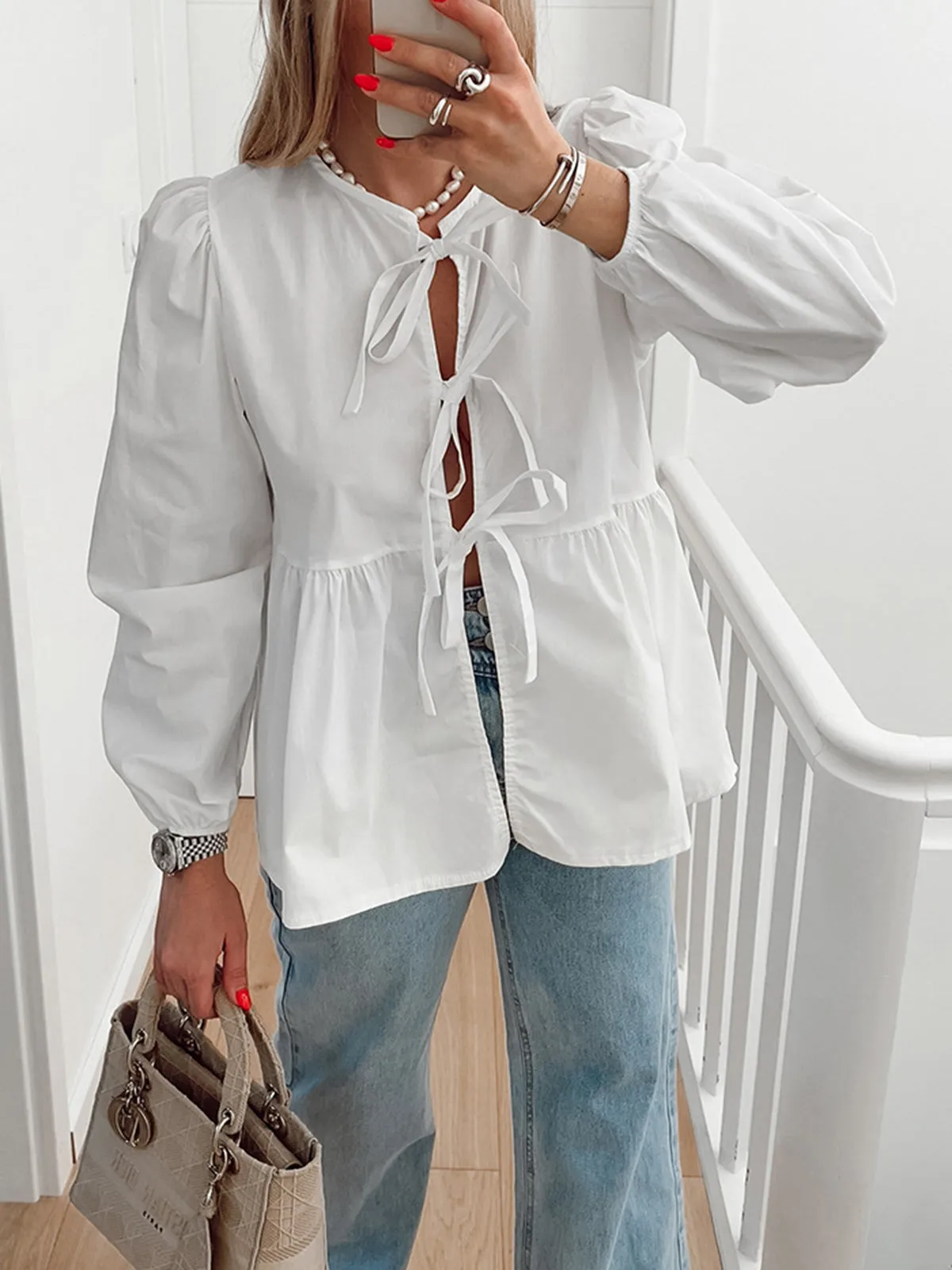 Knotted Long Sleeve Shirt sold by COMMENSE product image thumbnail 2