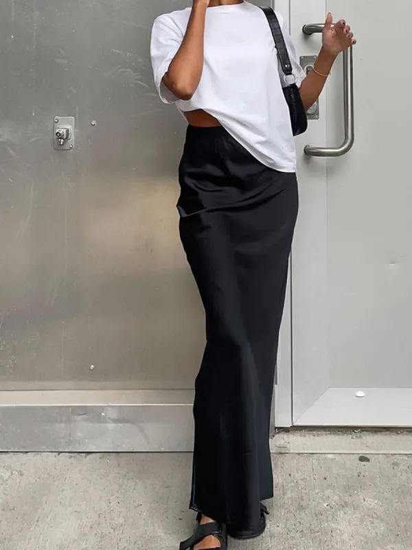 Utility Satin Maxi Skirt sold by COMMENSE