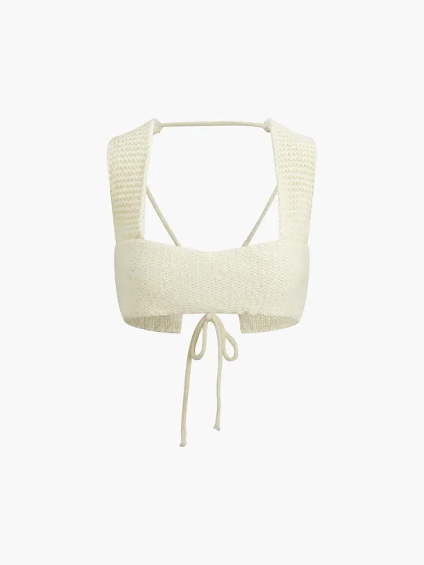Tied Crochet Crop Top sold by COMMENSE