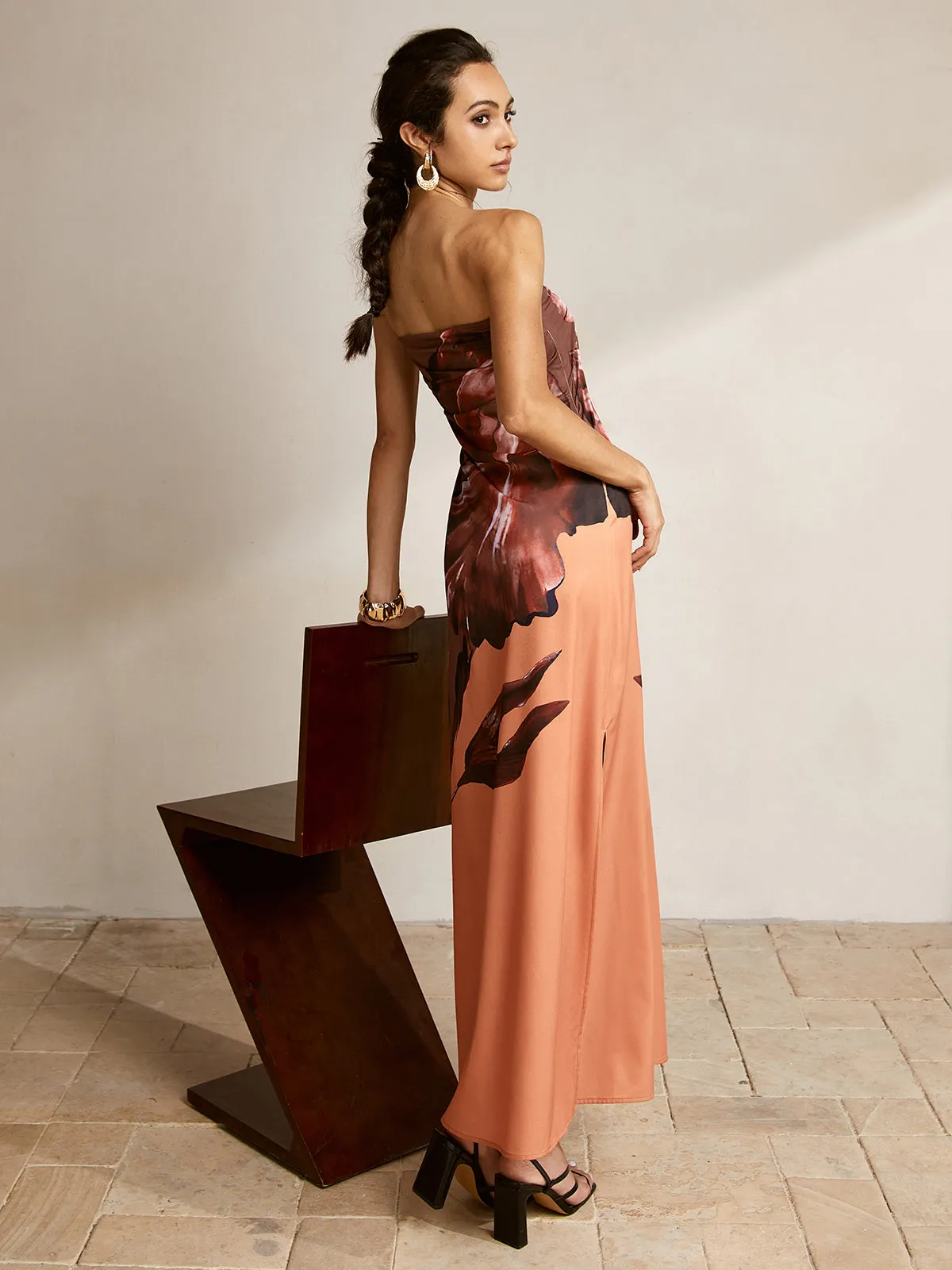 Printed Slit Tube Long Dress sold by COMMENSE product image thumbnail 4