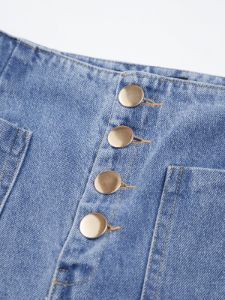 Buttoned Denim Wide Leg Ankle Jeans sold by COMMENSE