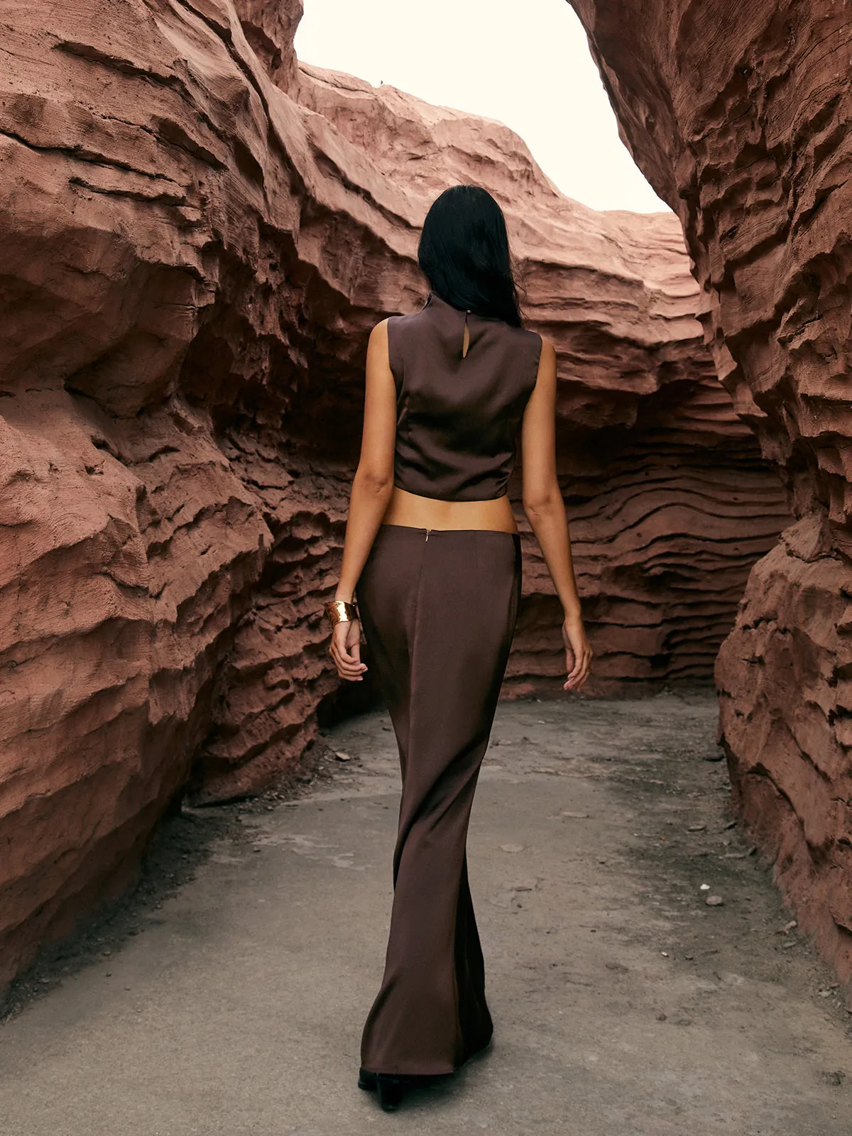 Maillard Asymmetric Pleaded Sleeveless Blouse sold by COMMENSE product image thumbnail 5