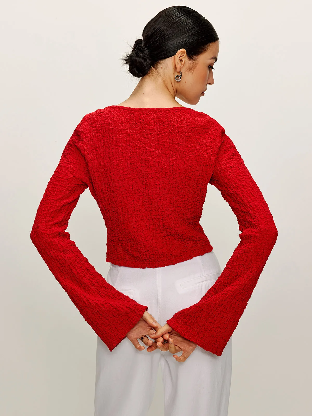 Cotton Blends Tie Front Soft Blouse sold by COMMENSE product image thumbnail 4