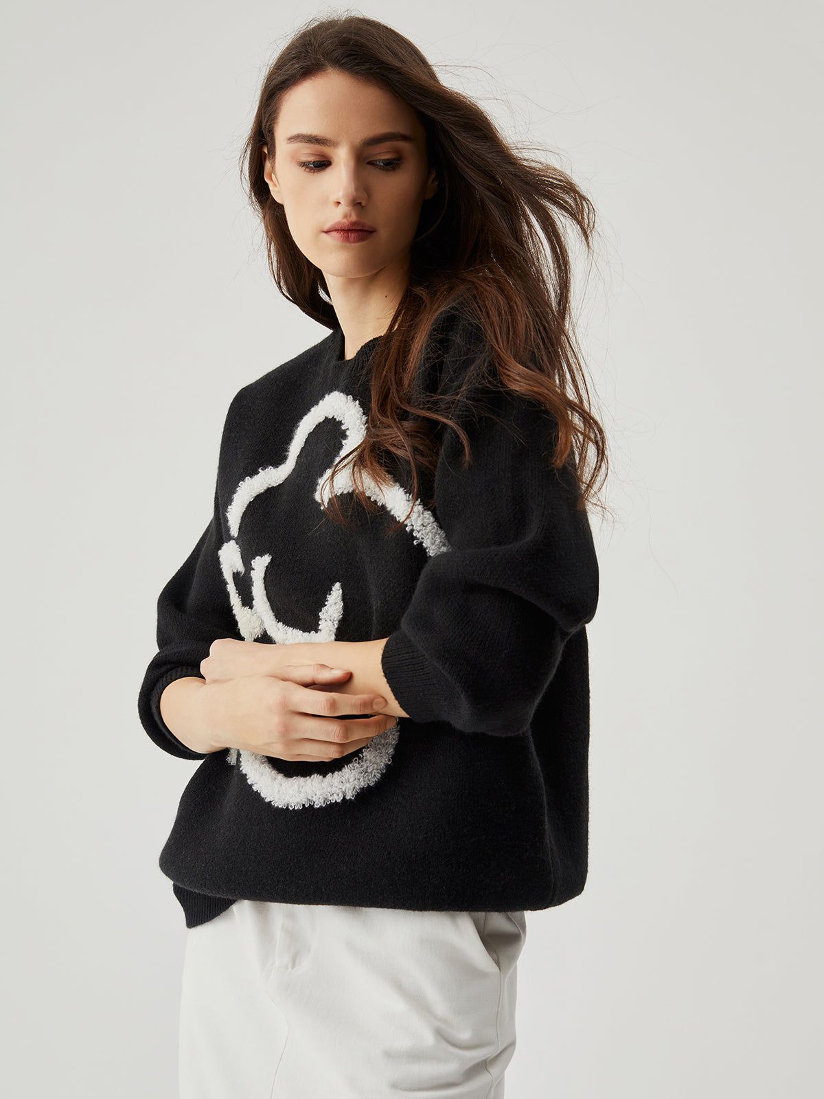 Floral Crew Neck Knit Sweater sold by COMMENSE product image thumbnail 4