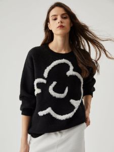 Floral Crew Neck Knit Sweater sold by COMMENSE